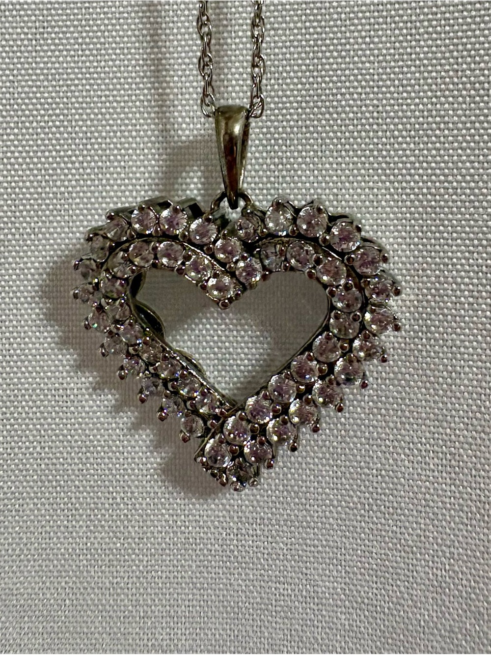 Sterling Silver Sparkling Clear CZ Diamonds Heart Pendant Necklace